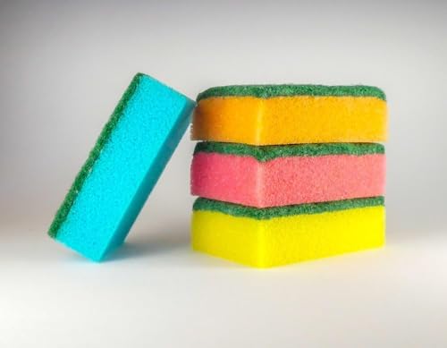 Kitchen Dishwashing Sponges, Dual-Layer Cleaning Pads with Scouring Surface, Pack of 10|B0FQHSNTMC