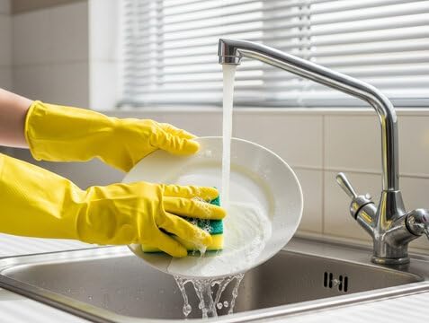 Kitchen Dishwashing Sponges, Dual-Layer Cleaning Pads with Scouring Surface, Pack of 10|B0FQHSNTMC
