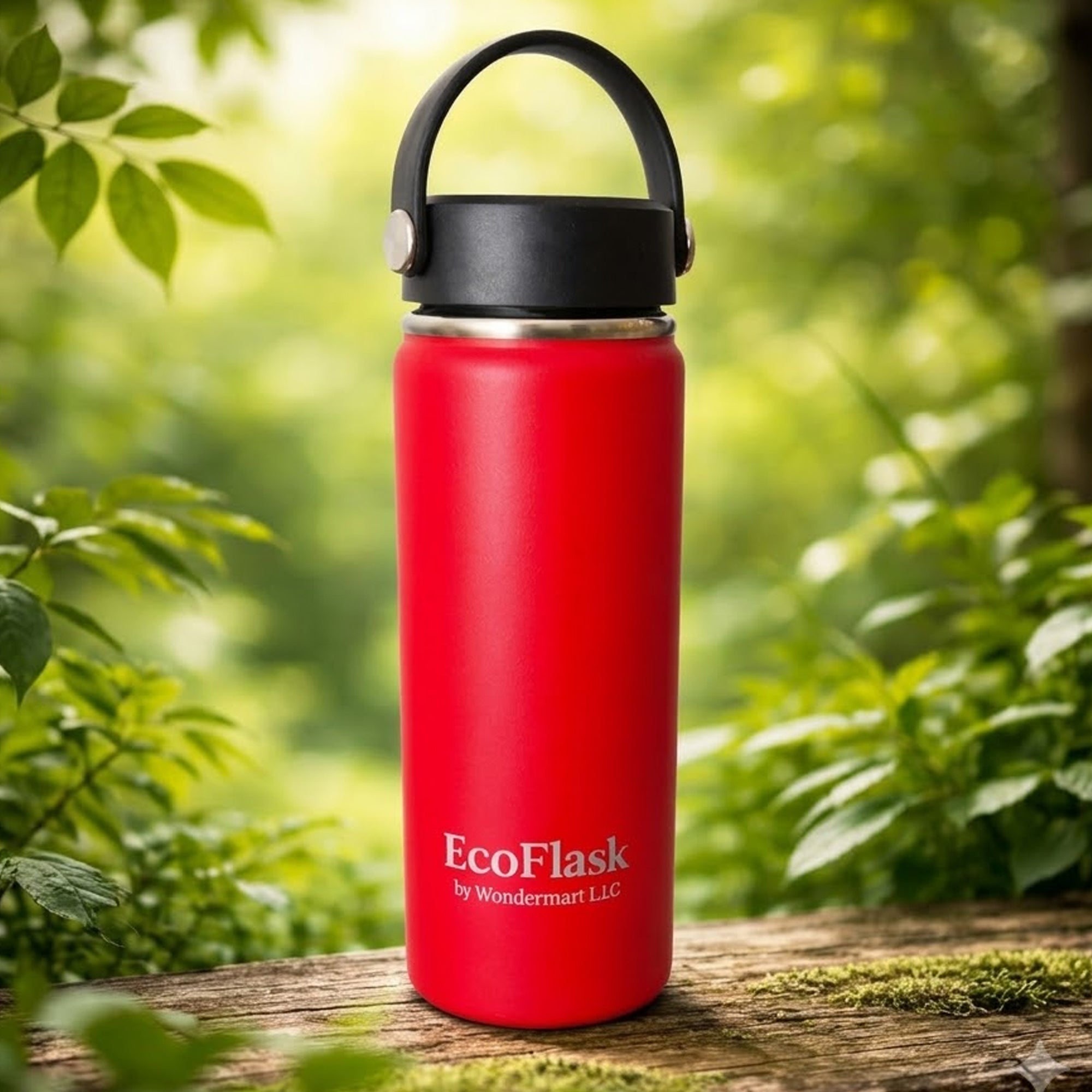EcoFlask Stainless Steel Insulated Water Bottle with Carry Handle, 32oz and 18oz, Wide Mouth, Double Wall Vacuum Insulated, Multiple Colours