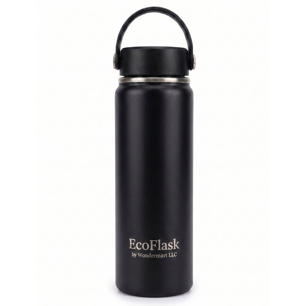 EcoFlask Stainless Steel Insulated Water Bottle with Carry Handle, 32oz and 18oz, Wide Mouth, Double Wall Vacuum Insulated, Multiple Colours