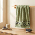 Green Bamboo Towel, Decorative Bamboo Leaf Design, Bath Towels